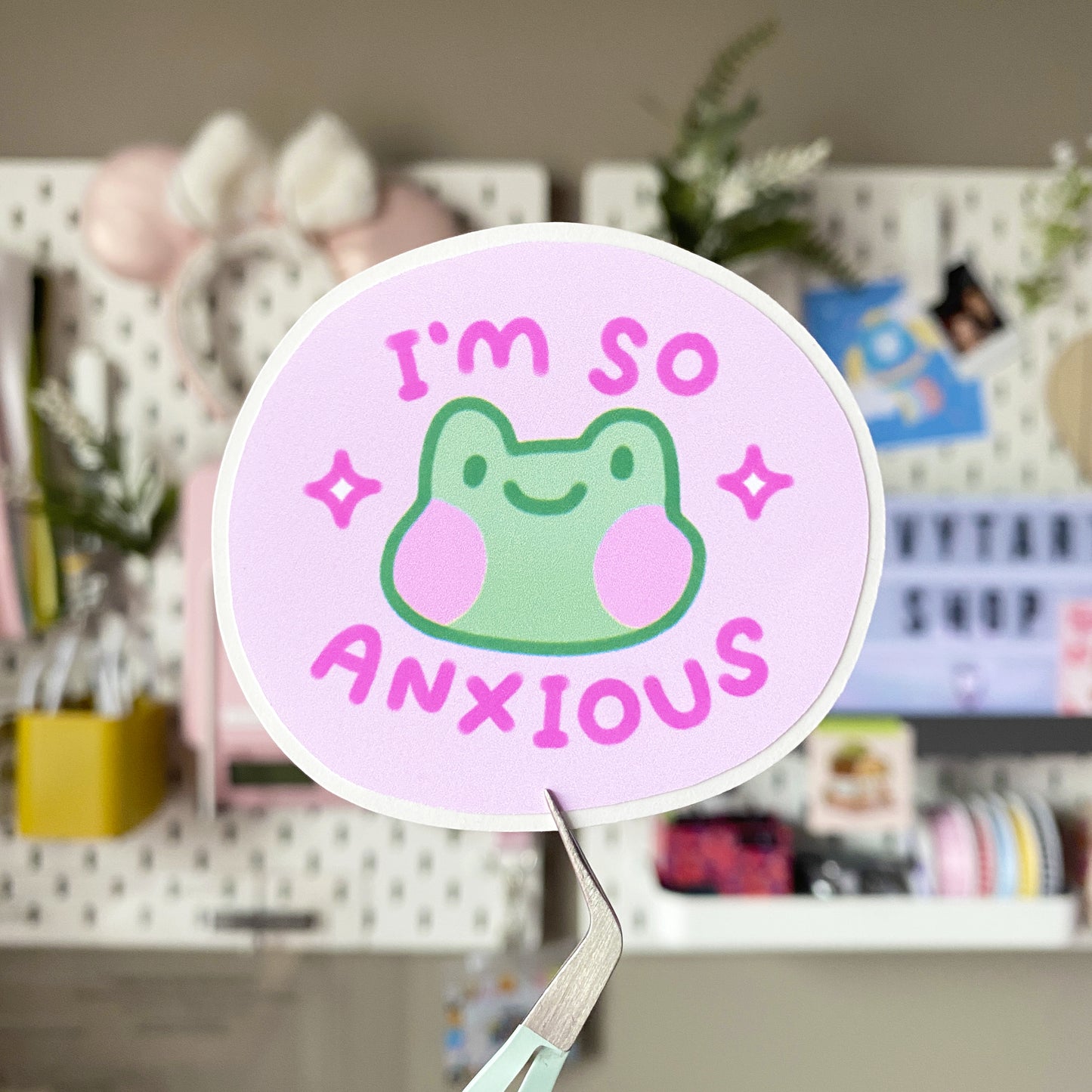 Pink Anxious Frog | Matte Sticker